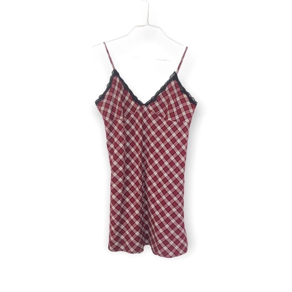 90s vintage plaid grunge babydoll flannel slip
